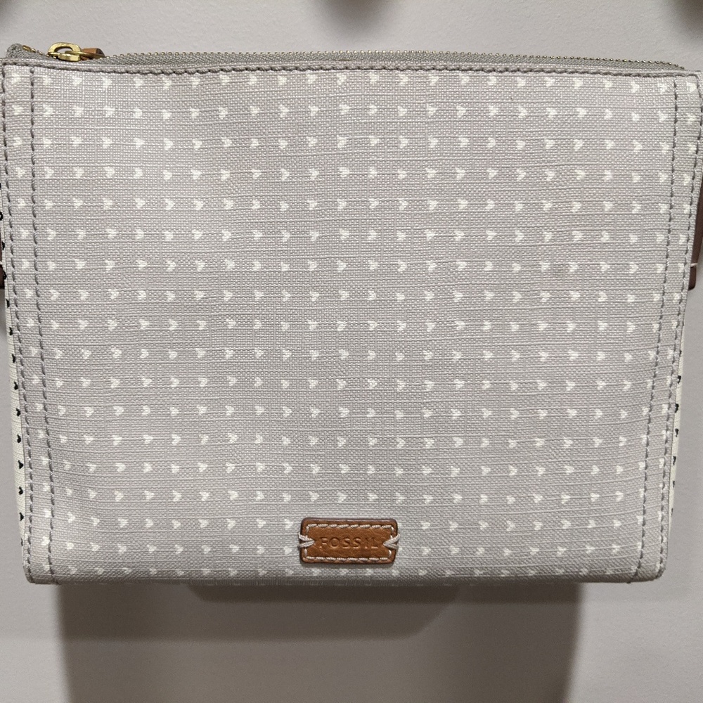 Fossil Emma East/West Crossbody - Hearts Pattern